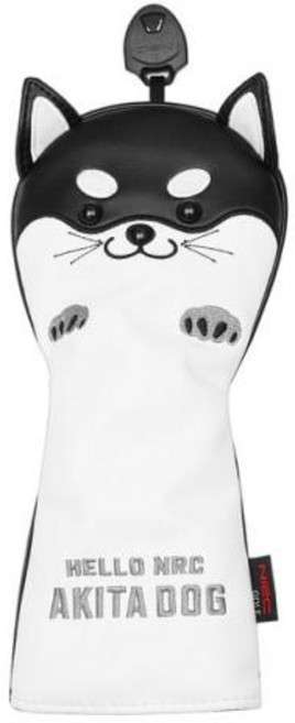 귀여운 아키타 골프 클럽 헤드 커버 드라이버 페어웨이 하이브리드 퍼터용 PU 가죽 프로텍터 우드 커버, 3) Hybird Cover, 1개