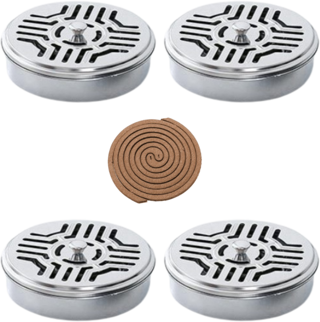 온더트레이 캠핑용 스텐 모기향 거치대4p+모기향10p 증정, 실버