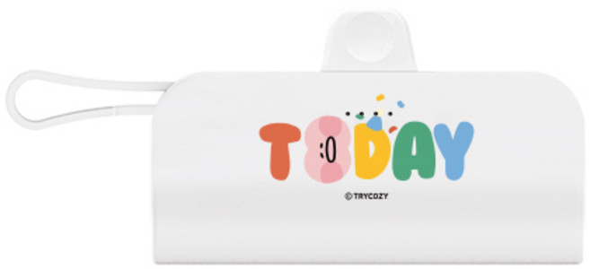 트라이코지 레터링 도킹형 미니 보조배터리 5000mAh, 말랑말랑키치레터링_투데이, 8핀