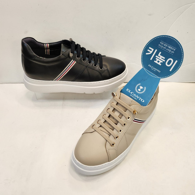 엘칸토 [키높이][밴드끈] 여성 천연 소가죽 캐주얼 키높이 밴드끈 스니커즈(6센치-속굽포함)..키높이 패션 운동화..신고벗기 편하고 속굽으로 키높이여서 부담없는 편한 스니커즈