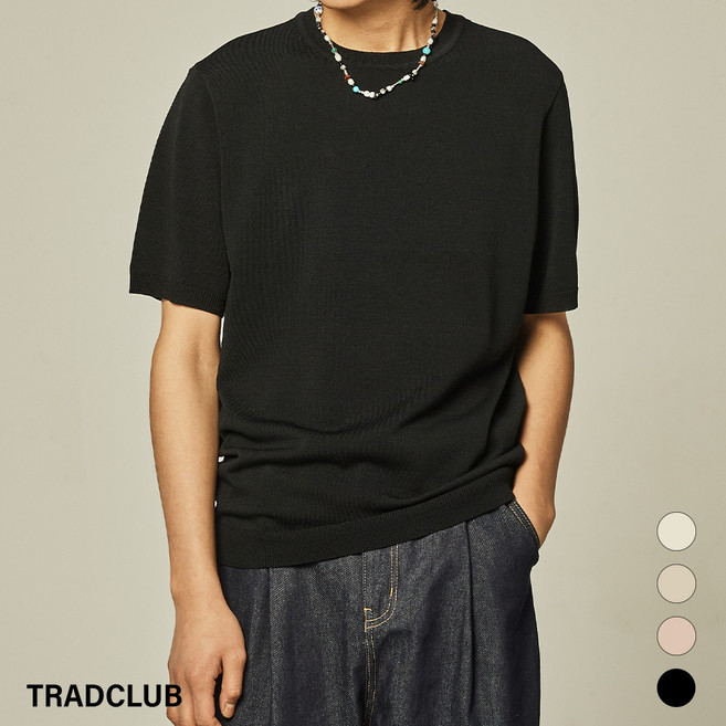 트래드클럽 베리 쿨 라운드 사계절 반팔 니트 (M~5XL 4컬러)