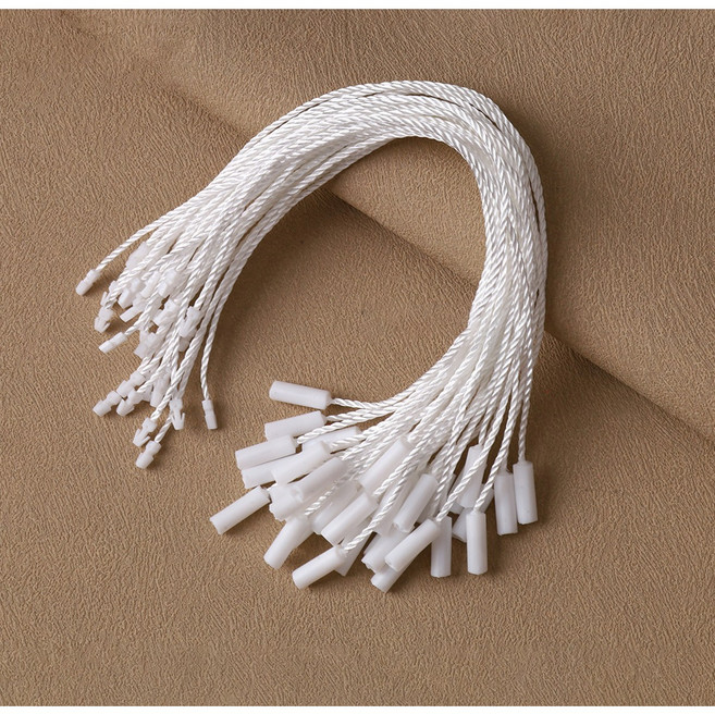원통형 실고리 택고리 상표끈 플라스틱 끈고리 19~20cm, 100개, 화이트+나일론색