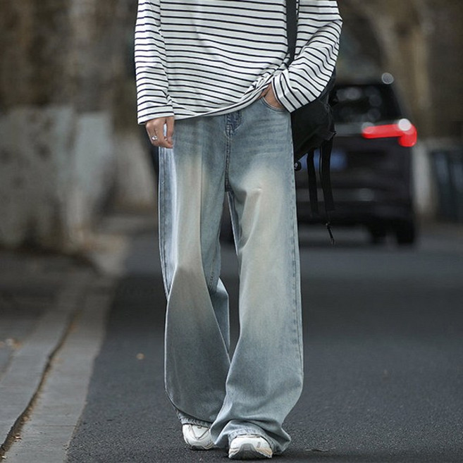 일자 와이드 블루 워싱 데님 팬츠 MJ1454