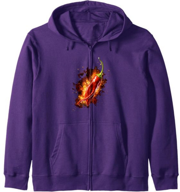 고추시즈닝 칠리 파우다 칠리씨즈닝 핫 스파이시 페퍼 칠리스 파우더 지퍼 후드티, Adult Unisex, Black