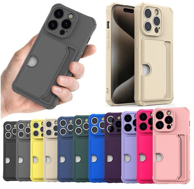 페블 아이폰16프로 전용 iPhone16 Pro 카드2장 사이드 포켓 방탄 TPU 다양한 컬러 젤리 휴대폰 케이스