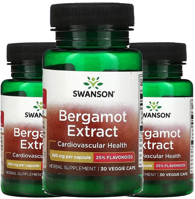 베르가못추출물 지중해식단 500mg 30캡3통 칼라브리아 벨가못 베르가못 폴리페놀 스완슨, 30정, 3개 - 쿠팡