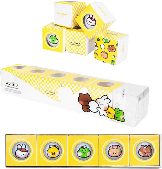 던롭 젝시오x라인프렌즈 미니니 3피스 5구 골프공 선물 세트, 1세트