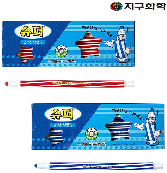 지구화학 슈퍼색연필 낱색 빨강 12p + 파랑 12p, 1세트, 2색