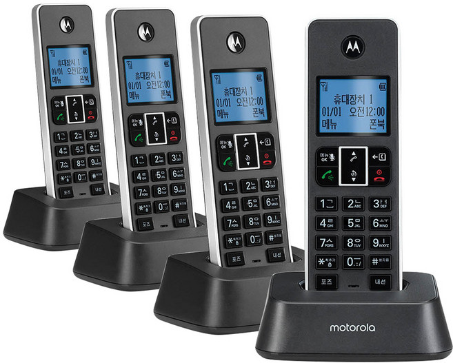 모토로라 무선전화기 본품 IT.5.1XA 1대+증설용3대 블랙발신자표시한글메뉴스피커폰벨소리무음기능수신번호음성안내기능, 단품