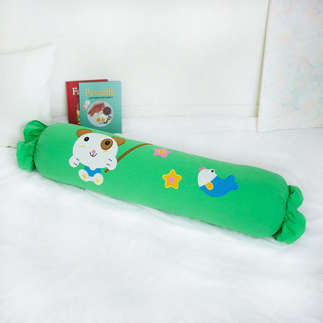 MMC몰 안고자는 긴베게 캐릭터 롱쿠션 곰낚시 사탕베게 바디필로우(솜미포함), 그린