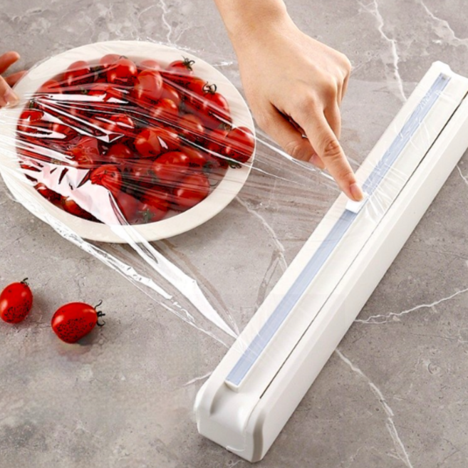 남은음식 보관 비닐랩 커터 양방향 커팅 슬라이드, 화이트