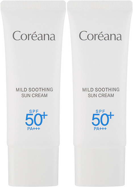 코리아나 마일드 순한 수딩 수분 앰플엔 선크림 SPF50+ 혼합자차, 40ml, 2개