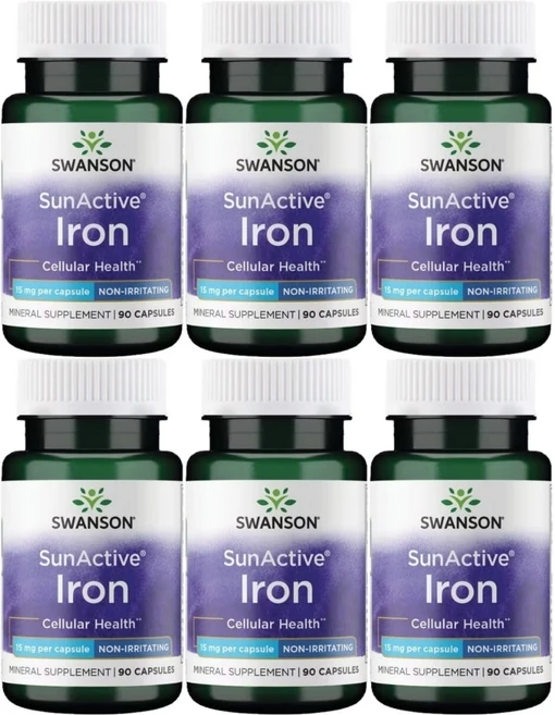 스완슨 선액티브 철분 15mg, 6개, 90정 - 쿠팡