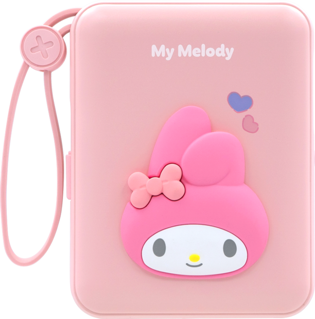 산리오 캐릭터 대용량 고속충전 보조배터리 10000mAh 일체형 잔량표시 C타입케이블 8핀 멀티단자 아이폰케이블, 마이멜로디