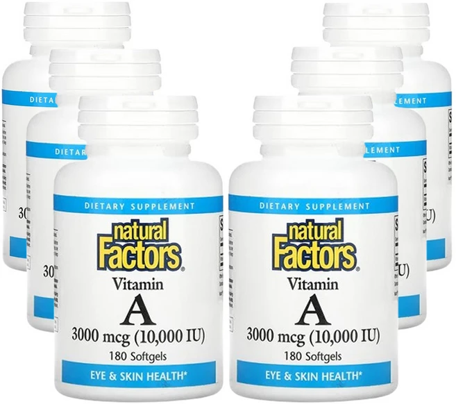 네추럴팩터스 비타민 A 3000mcg(10 000IU) 180 소프트젤 6팩, 180정 - 쿠팡