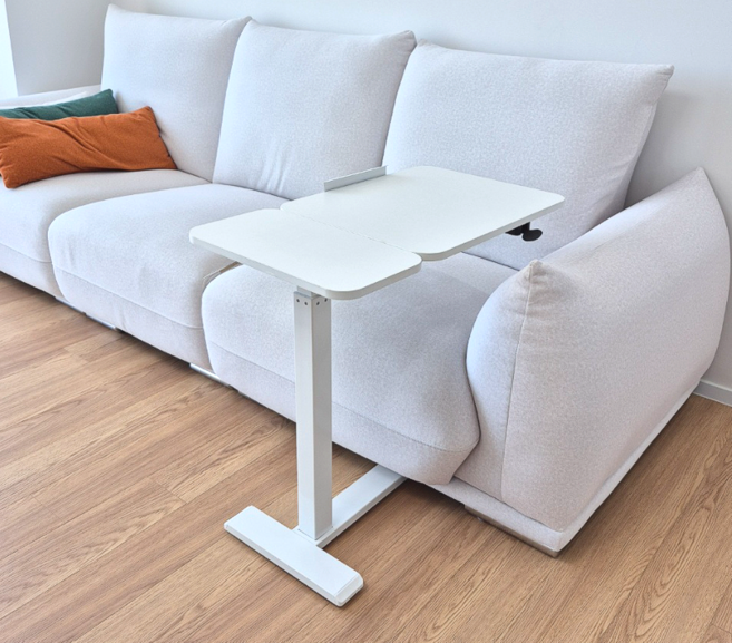 이동식 사이드 멀티 테이블 각도 높이 조절 바퀴 양방향 조립식, 화이트