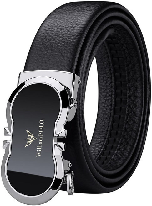 WILLIAM POLO 男士真皮自動扣皮帶 牛皮材質 商務休閒風格 多色可選