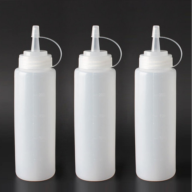 포포라운지 플라스틱 뾰족 용기 오일 소분병 세제 파마약 리필 공병, 3개, 240ml