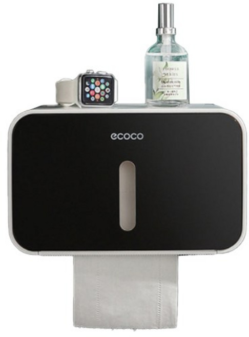 ecoco 화장실 휴지케이스, 블랙, 1개