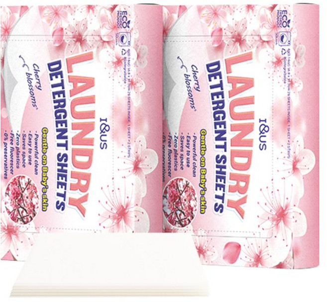 아이앤어스 초고농축 시트세제 (섬유유연+향이 좋은 체리블라썸 순한성분 프리미엄 세제), 1개, 50개입