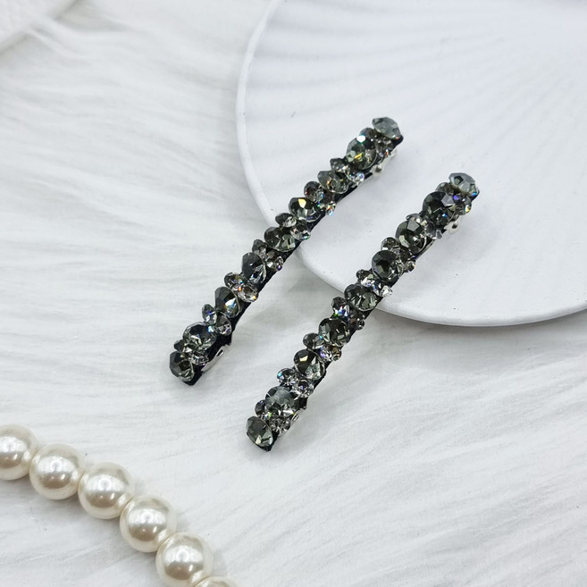 에떼리본 스와로브스키 앞머리자동핀 6cm한쌍 H145