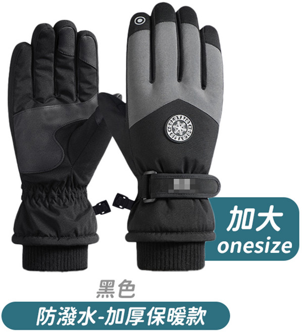 機車防風手套 防潑水加厚保暖款, 加大-黑-防潑水