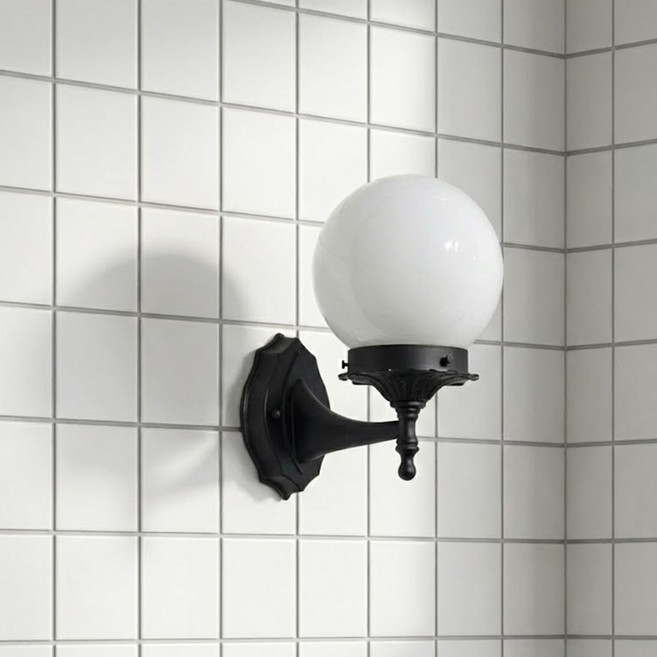 외벽등 벽조명 원형 야외 실외 외부 방수 벽등 전기 15호(6인치), 전기 구슬 엔틱벽등(소) 15호(6인치)-검정