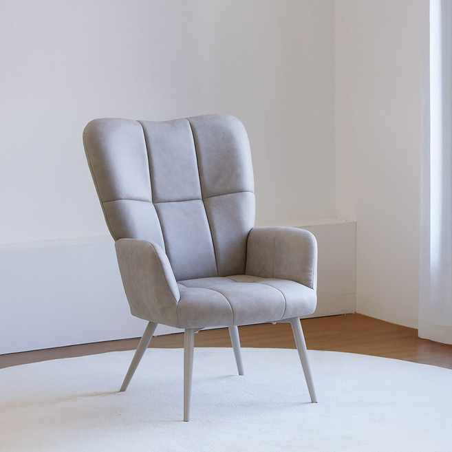 [리비니아] 1862 가죽 릴렉스 카페암체어 1인용 소파/암체어/수유의자/독서체어/안락의자, 그레이