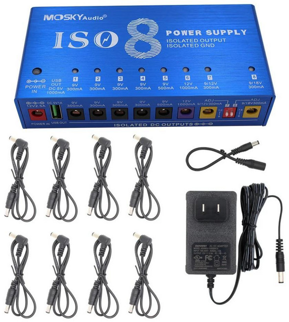 멀티이펙터 MOSKY ISO-8 페달 전원 공급 장치(9채널 독립 단락 보호 기능 포함), 2)US plug, 1개