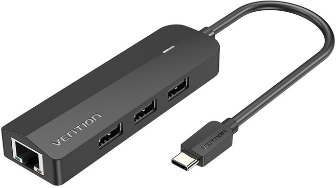 벤션 C타입 랜카드 USB 멀티허브 TGOBB, 블랙, 1개