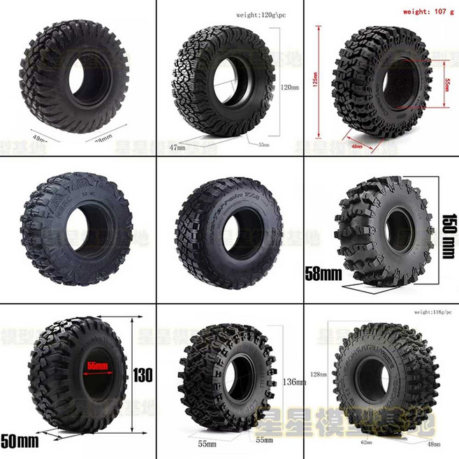 rc SCX10 90046 2.2인치 자동차 타이어 rc바퀴 미니, 1개, 2.2인치 BF굿리치 120mm