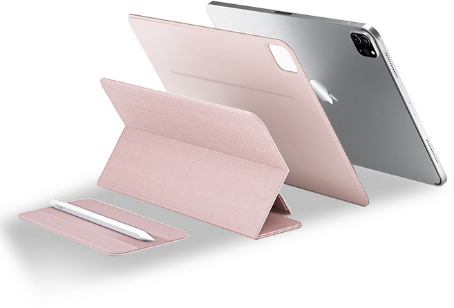 스몰포테이토 아이패드 분리형 마그네틱 폴리오 케이스 + 애플펜슬 커버, 소프트 핑크