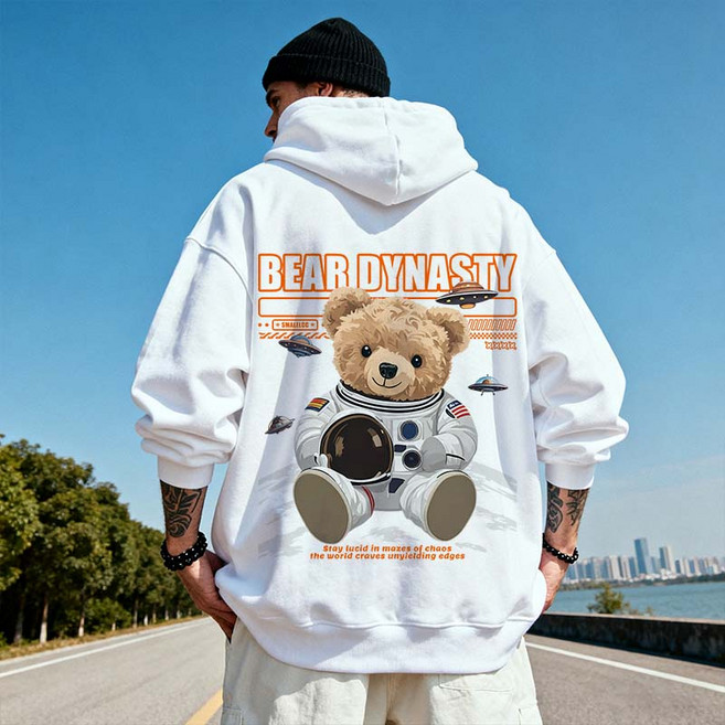 SMALELCC 남자 후드맨투맨 루즈핏 프린팅 기모 후드티 셔츠