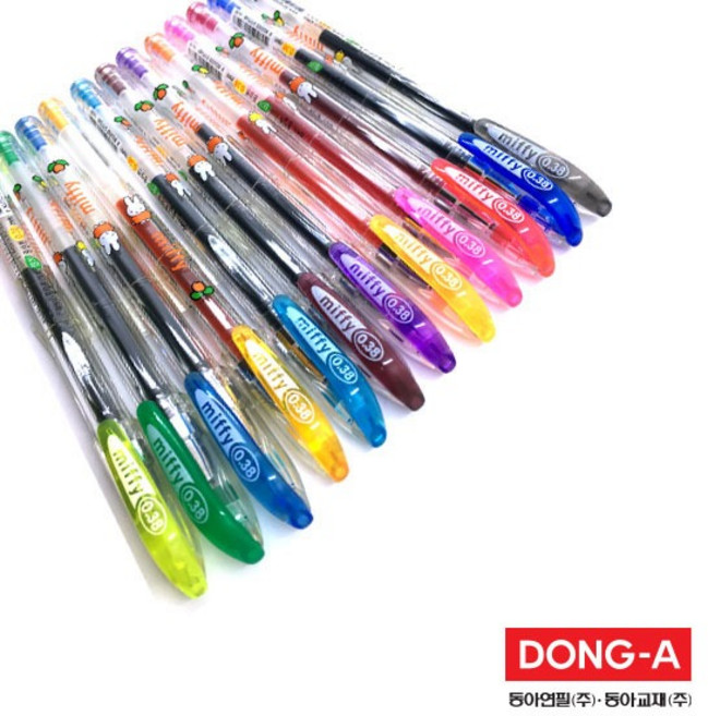 (동아연필) 미피향기 중성펜 0.38mm 12개입1갑, 빨강