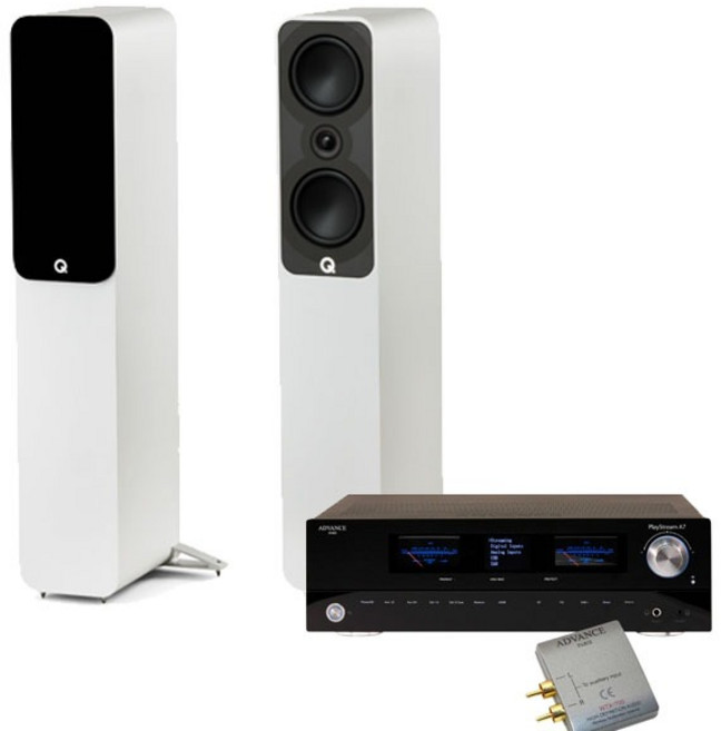 큐어쿠스틱 5040 + 어드밴스 패리스 PlayStream A7 하이파이 패키지 Q Acoustics Advance Paris, 오크