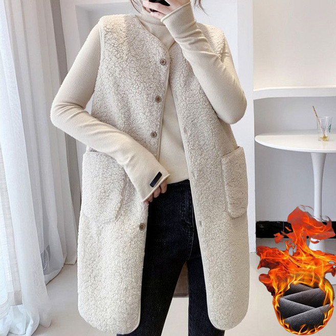 로즈엘리 55부터 88까지 복실이 롱롱 양털긴조끼 겨울베스트 2컬러