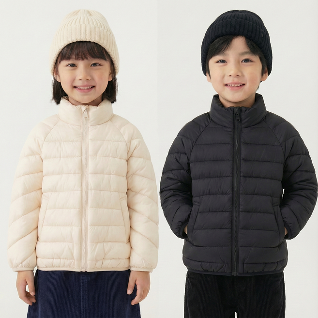 지디오 키즈 경량 패딩 2개 세트 주니어 베이직 긴팔 집업 자켓 봄 겨울 방한 이너 아우터 잠바