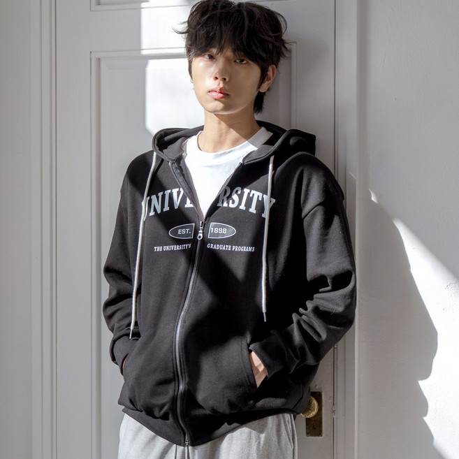 스몰더 남자 데일리 유니버시티 특양면 후드 집업 [2140]
