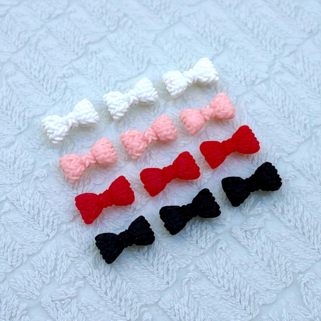 뽀송 리본네일파츠(20개입), 20개, 블랙