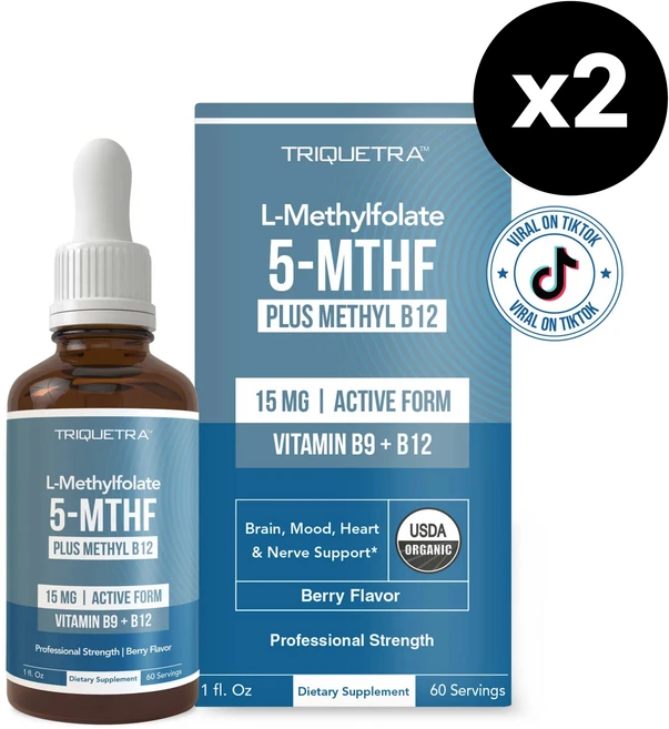 Triquetra L 메틸폴레이트 5 MTHF 메틸 B12 30ml x2개 액상엽산 L Methylfolate - 쿠팡