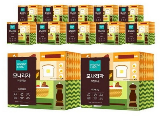 모나리자 뽑아쓰는 티슈형 키친타올 150매 2입 x 12팩, 24박스