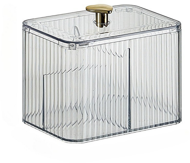 화장솜 정리함 욕실 정리함 다용도수납함 위생정리 감각디자인 욕실메이크업, 투명한 백색, 1개