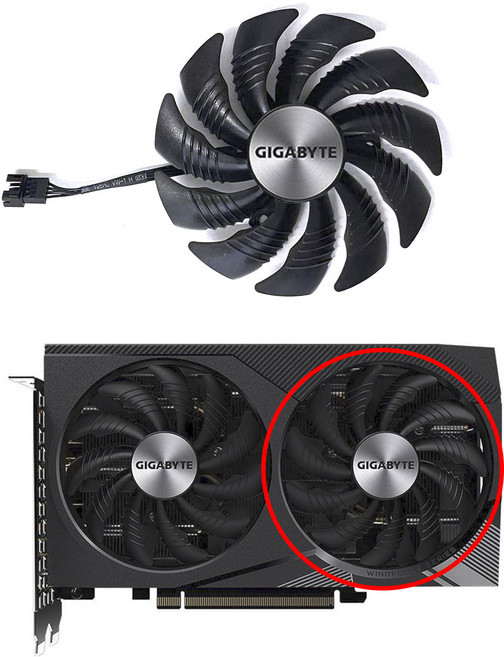 호환 기가바이트 지포스 RTX 3060 Ti WINDFORCE OC 8G 그래픽 카드 냉각GPU 선풍기 4 핀 85mm T129215SU 30, 한개옵션1, 03 1 FAN