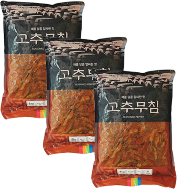 맛찬 착한 양념고추무침 업소용 대용량, 4kg, 3개