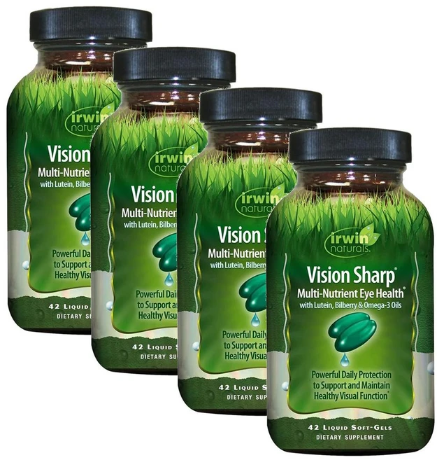 어윈내추럴스 비젼 샤프 아이 헬스 루테인 빌베리 오메가3 소프트젤 Irwin Naturals Vision Sharp, 4개, 42정 - 쿠팡