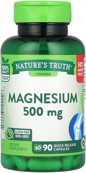 Nature's Truth Magnesium 500 mg 90 Quick Release Capsules, Nature's Truth, Magnesium , 50, 1개 - 쿠팡