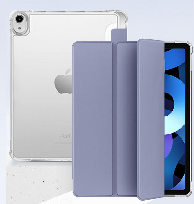 모할랩 아이패드 클리어 애플펜슬 수납홀더 케이스 + 다꾸 스티커, 04 라벤더