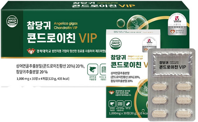 경희대학교 법인직영기업 참당귀 콘드로이친 VIP 데커신 함유된 국내산 참당귀/상어연골, 1박스, 120정