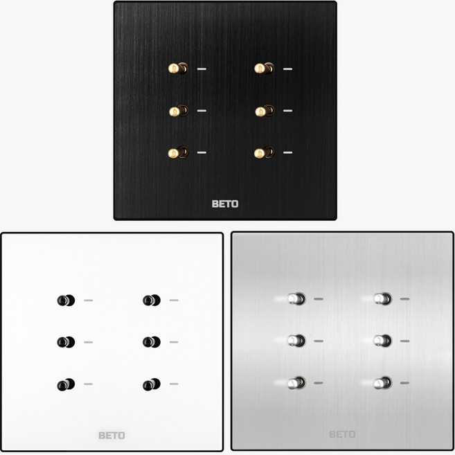 베토 모던 토글 스위치 6구 1로 단로 2개용 블랙 실버 화이트 빈티지 조명 전등 인테리어, 1개