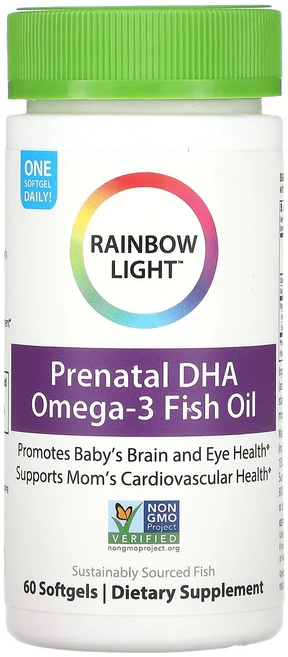 Rainbow Light 임산부용 DHA 오메가3 피쉬 오일 소프트젤 60정 Light (레인보우 라이트), 1개 - 쿠팡